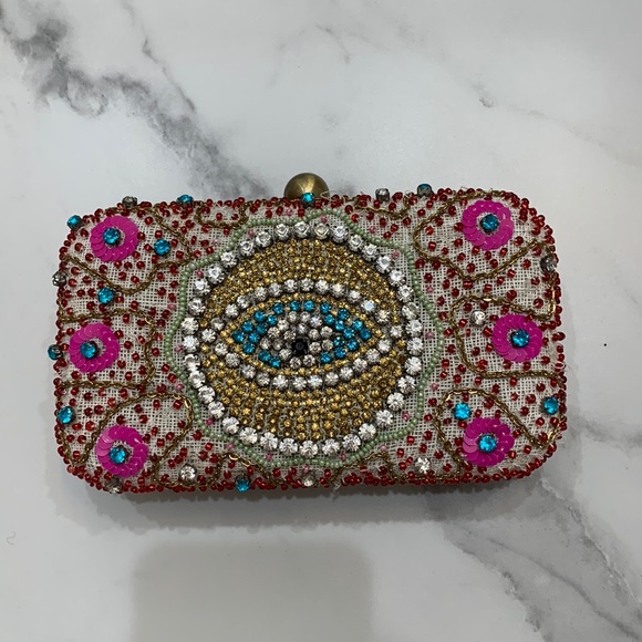 Alice and Olivia Swarovski multi colored crystal mini clutch or shoulder bag - Picture 1 of 13